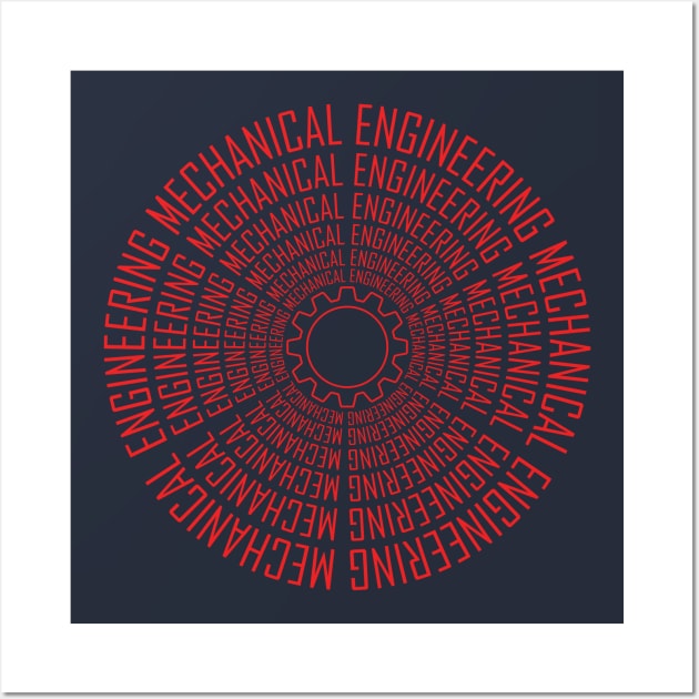 mechanical engineering text with gear logo Wall Art by PrisDesign99